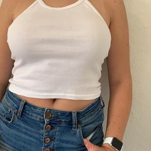 Urban Outfitters Cropped White Halter Top